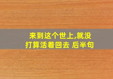 来到这个世上,就没打算活着回去 后半句